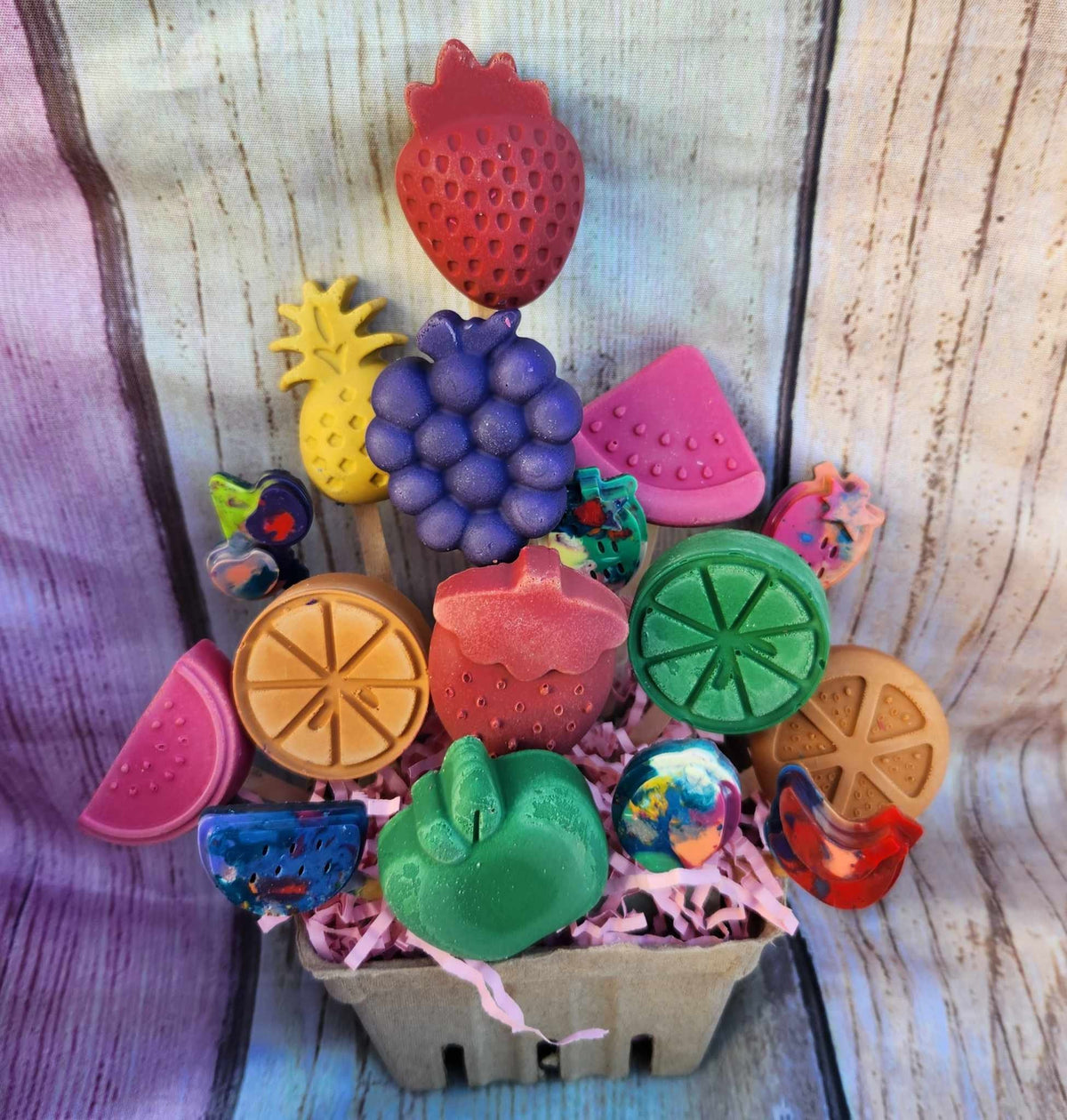 Fruit Crayon Gift Basket: Trutti Fruitti Party Favors