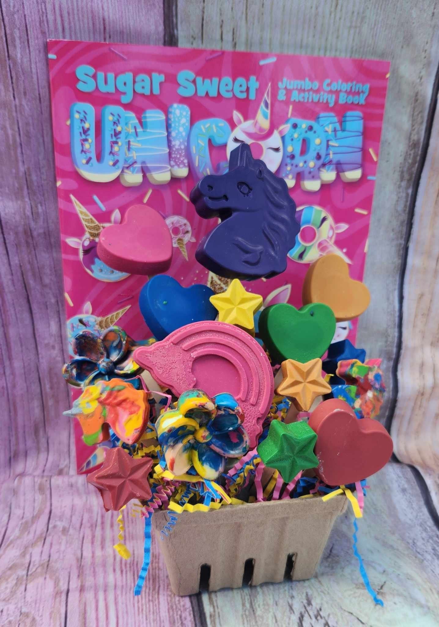 Unicorn Basket Filled of Crayons l Unicorn Birthday l Table Center Pieces l Kids Gift Basket l Child's Gift l Party Favors l Gift Basket