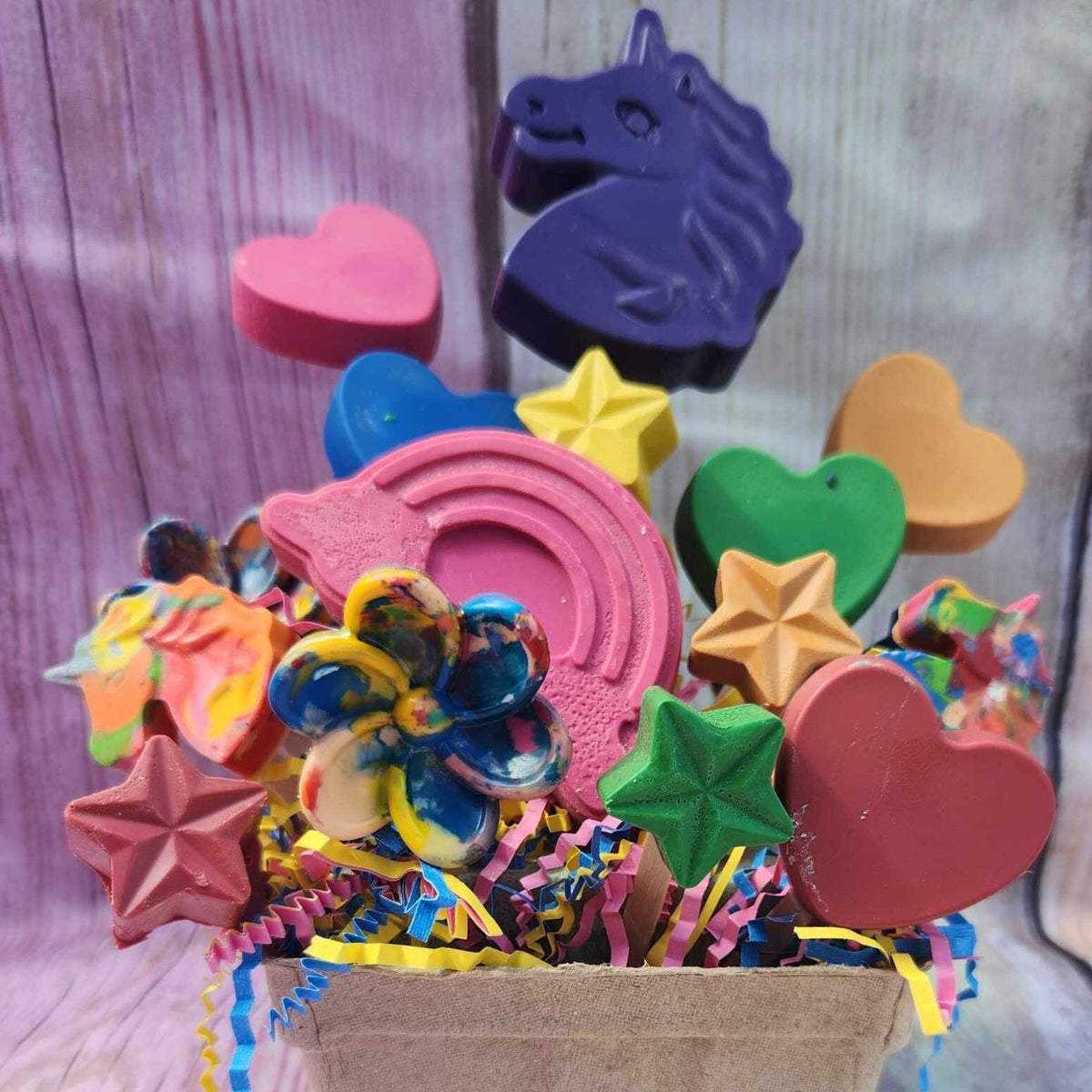 Unicorn Basket Filled of Crayons l Unicorn Birthday l Table Center Pieces l Kids Gift Basket l Child's Gift l Party Favors l Gift Basket