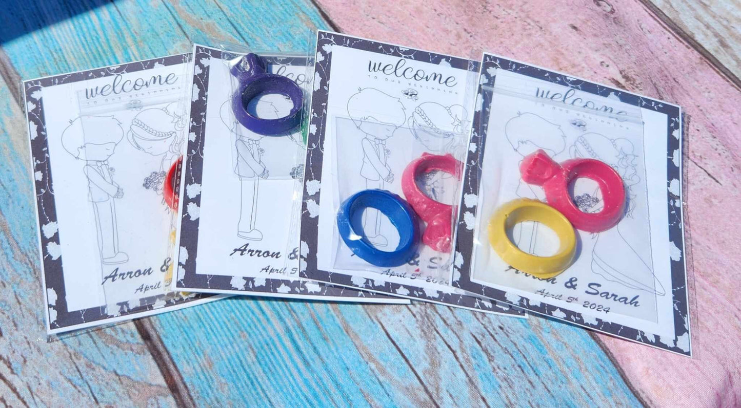 Kids Wedding Crayons l Kids Wedding Favors l Personalized wedding coloring kits l Kids Activity Table l Ring Crayons