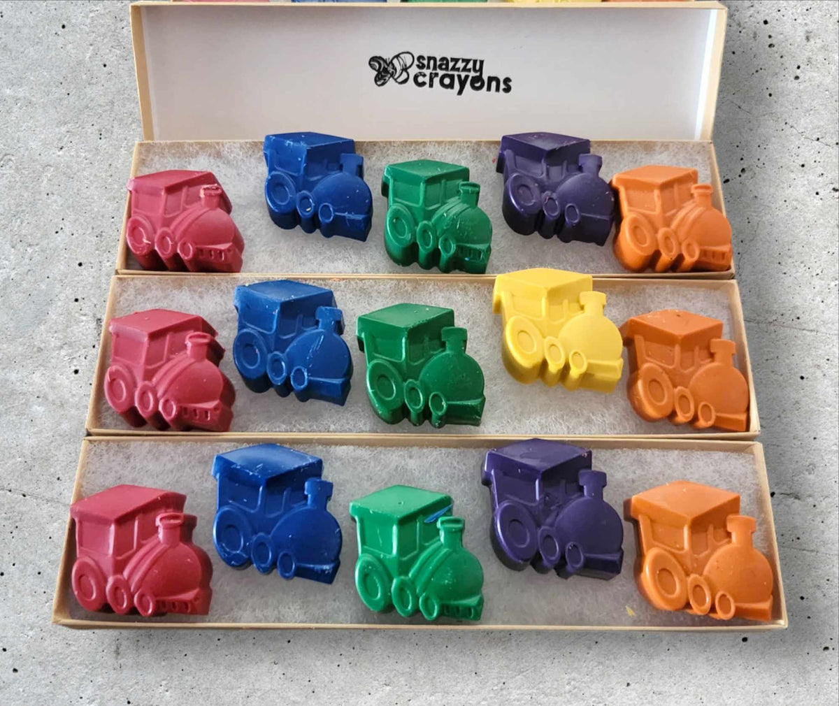 Unique Train-Shaped Crayons Set of 5 - Perfect Gift for Kids - Party Favors - Party Gift - Train Favors - Kids Coloring