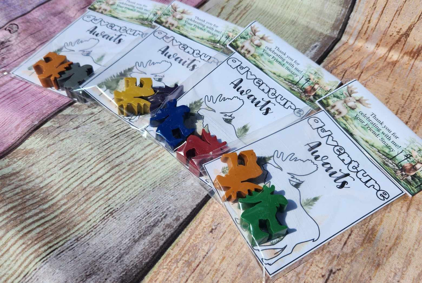 Explore the Forest: Woodland Moose Crayon Party Favors for Kids' Wilderness Adventures - Woodland Party Gifts - Moose Crayons Favors