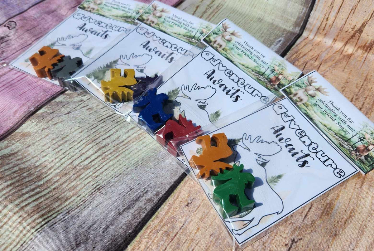 Explore the Forest: Woodland Moose Crayon Party Favors for Kids' Wilderness Adventures - Woodland Party Gifts - Moose Crayons Favors