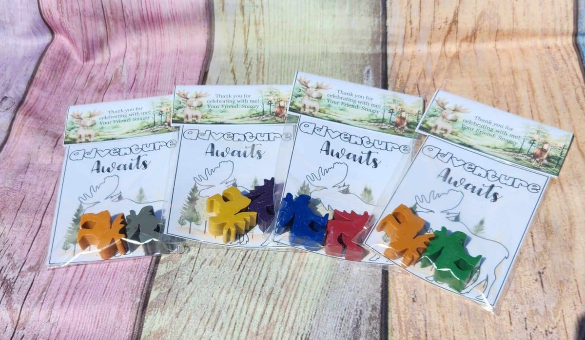Explore the Forest: Woodland Moose Crayon Party Favors for Kids' Wilderness Adventures - Woodland Party Gifts - Moose Crayons Favors