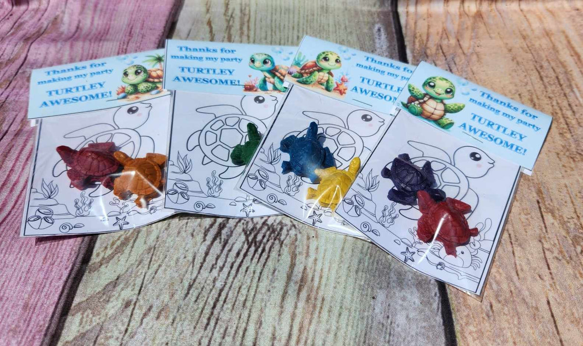 Sea Turtle Crayon Party Favors: Dive into Fun with Underwater Adventures! Perfect for Kids' Parties. Handmade and Non-Toxic - Party Gifts