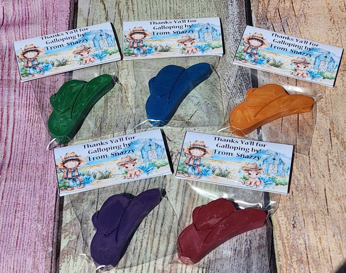 Personalized Cowboy Hat Crayons Party Favors: Saddle Up for Creative Fun l Crayons l Grab Bag Favors l Birthday Favors l Thank you Gifts