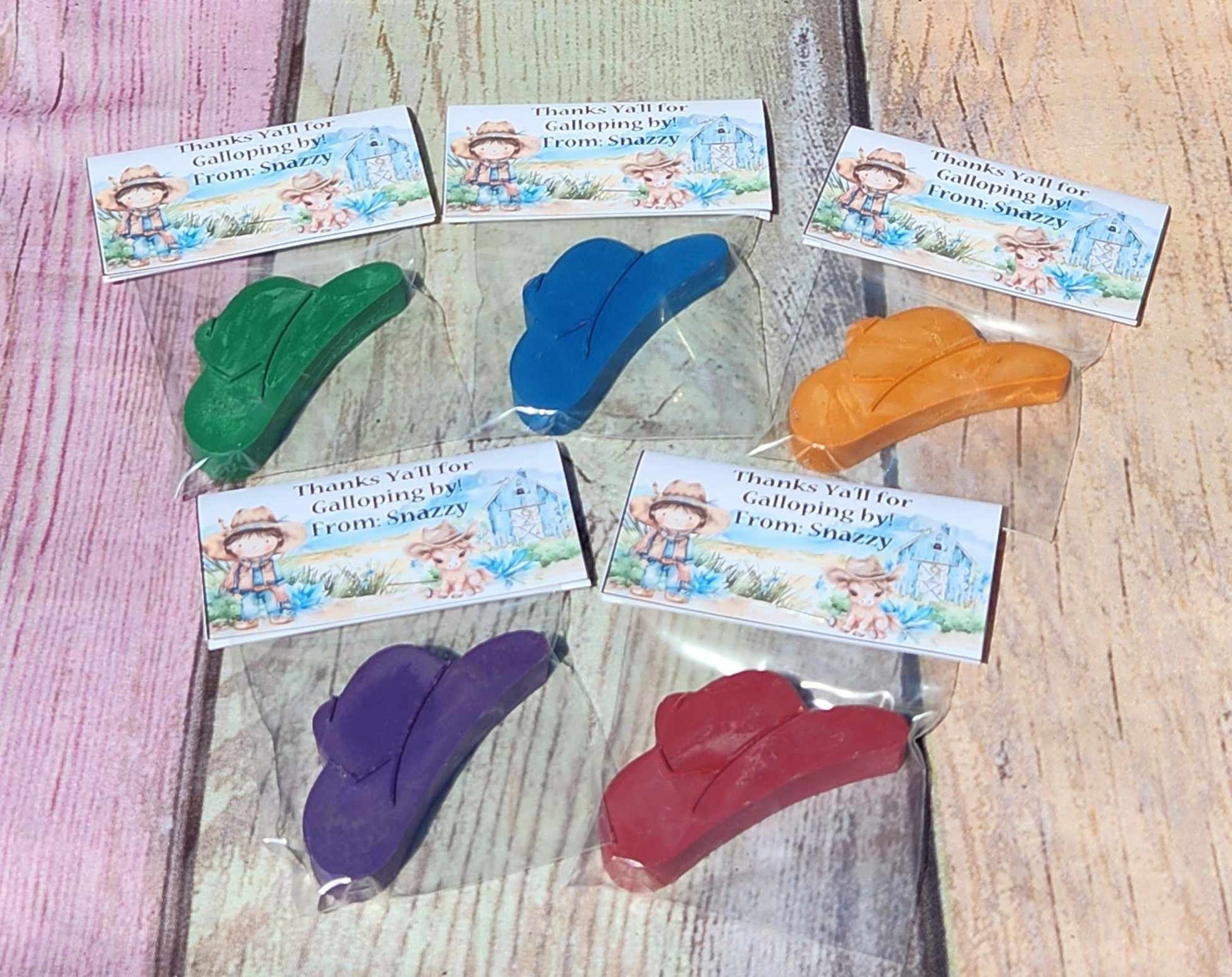 Personalized Cowboy Hat Crayons Party Favors: Saddle Up for Creative Fun l Crayons l Grab Bag Favors l Birthday Favors l Thank you Gifts