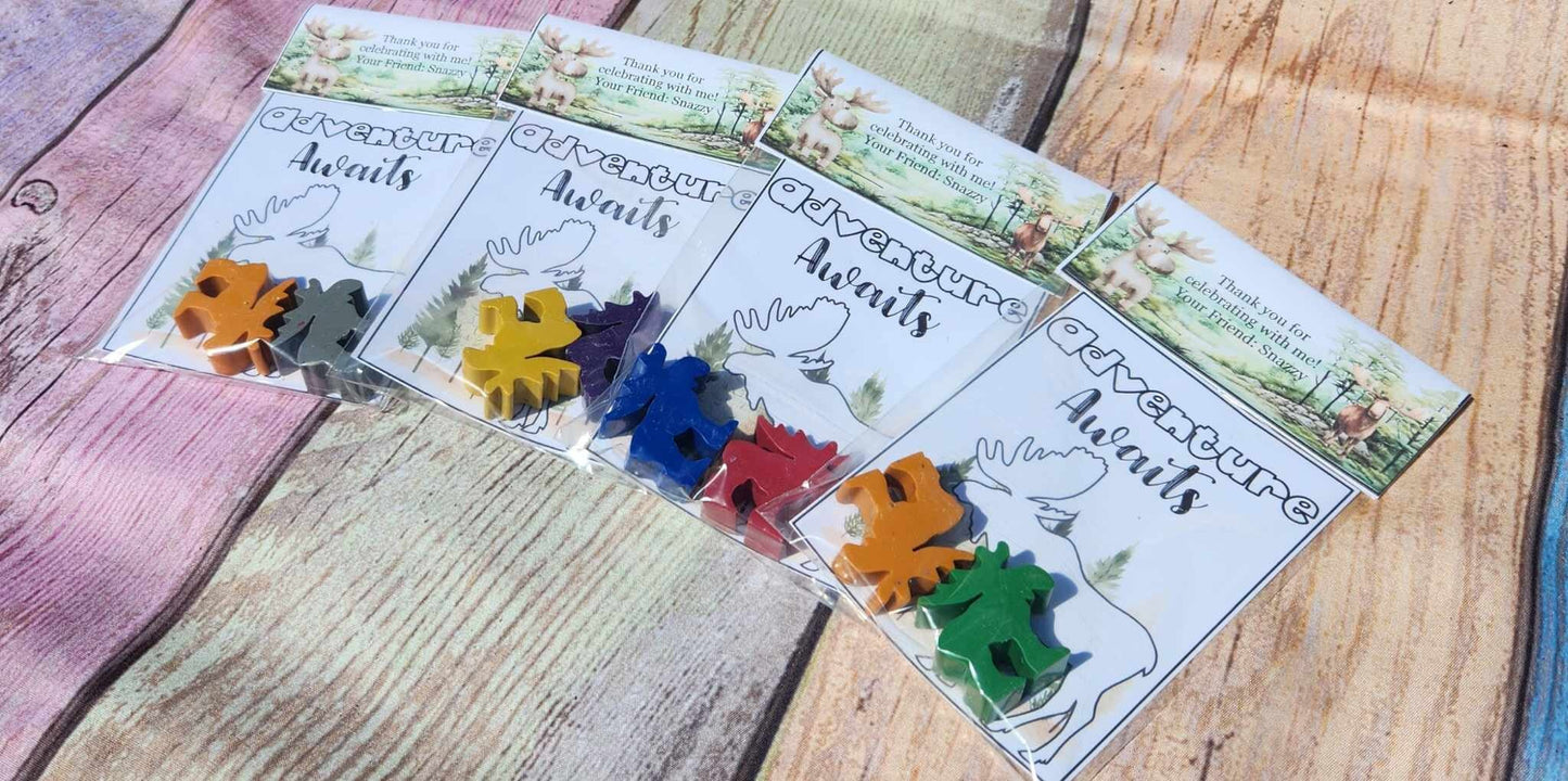 Explore the Forest: Woodland Moose Crayon Party Favors for Kids' Wilderness Adventures - Woodland Party Gifts - Moose Crayons Favors