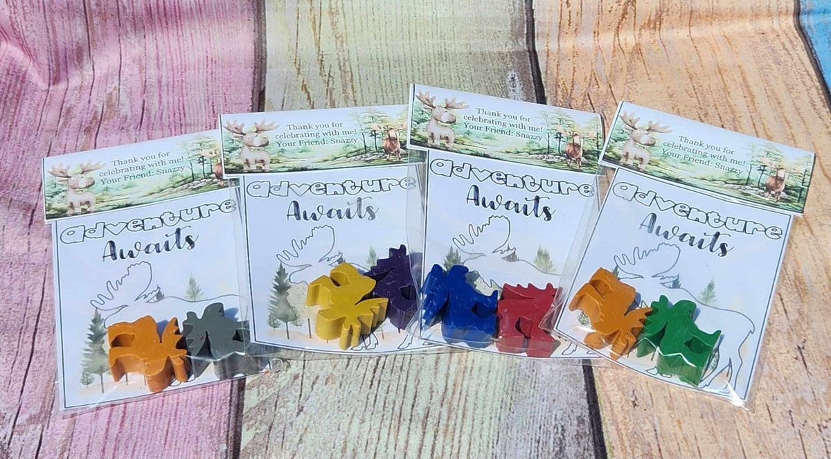 Explore the Forest: Woodland Moose Crayon Party Favors for Kids' Wilderness Adventures - Woodland Party Gifts - Moose Crayons Favors