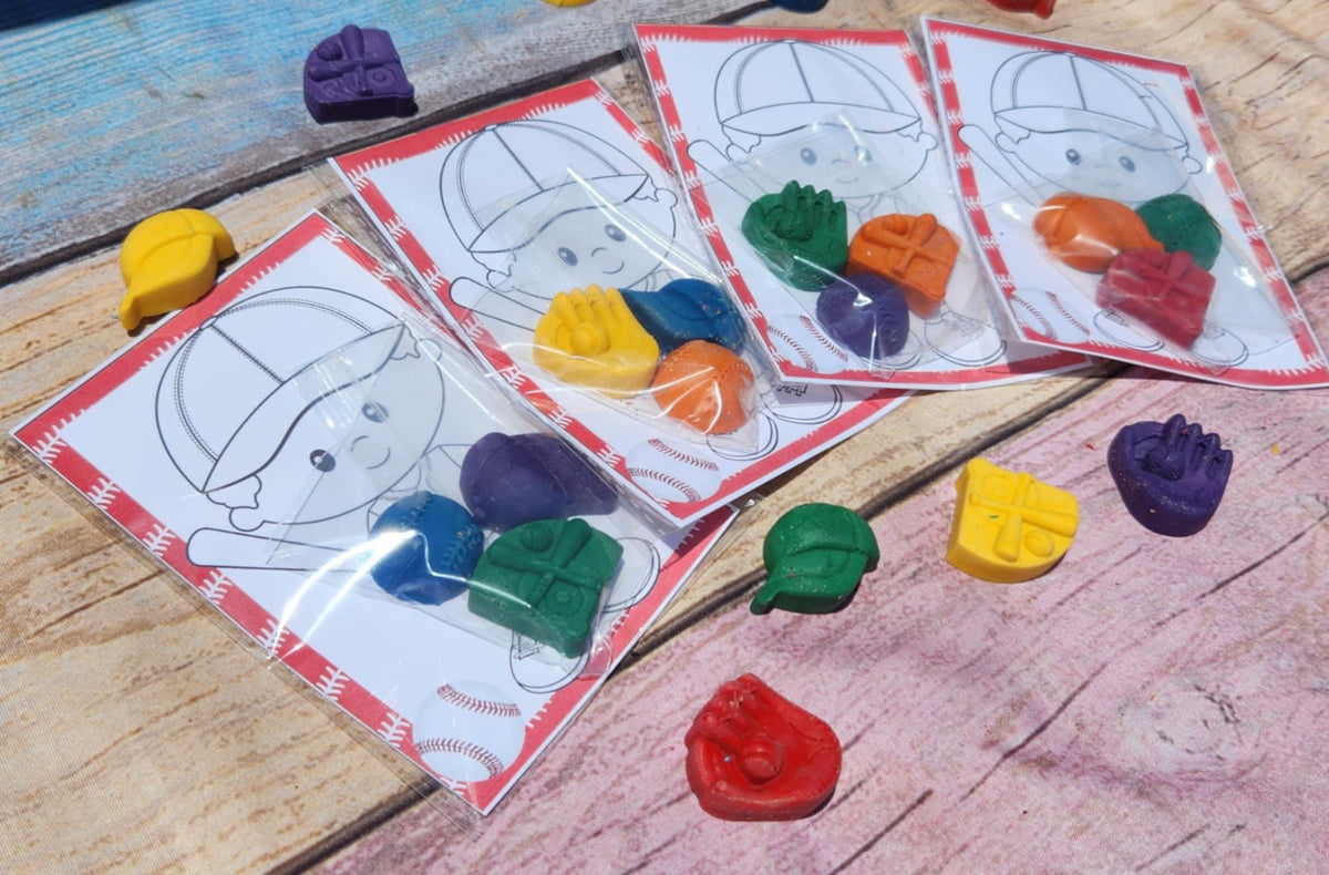Baseball Crayons Party Favors for Kids | Unique Sports Theme Birthday | Non-Toxic Crayons | Fun Baseball Party Supplies