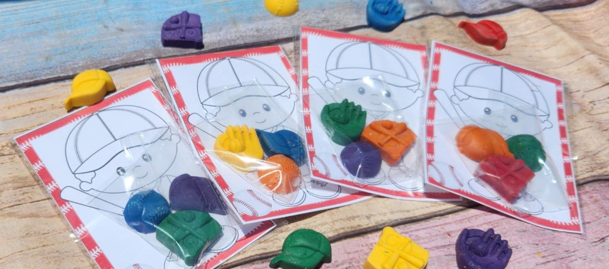 Baseball Crayons Party Favors for Kids | Unique Sports Theme Birthday | Non-Toxic Crayons | Fun Baseball Party Supplies