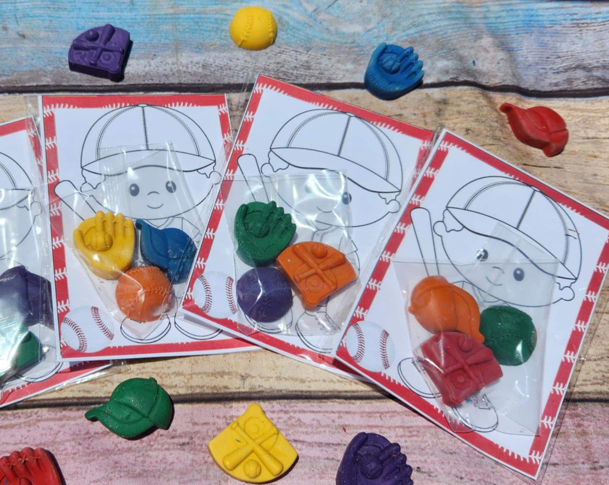 Baseball Crayons Party Favors for Kids | Unique Sports Theme Birthday | Non-Toxic Crayons | Fun Baseball Party Supplies