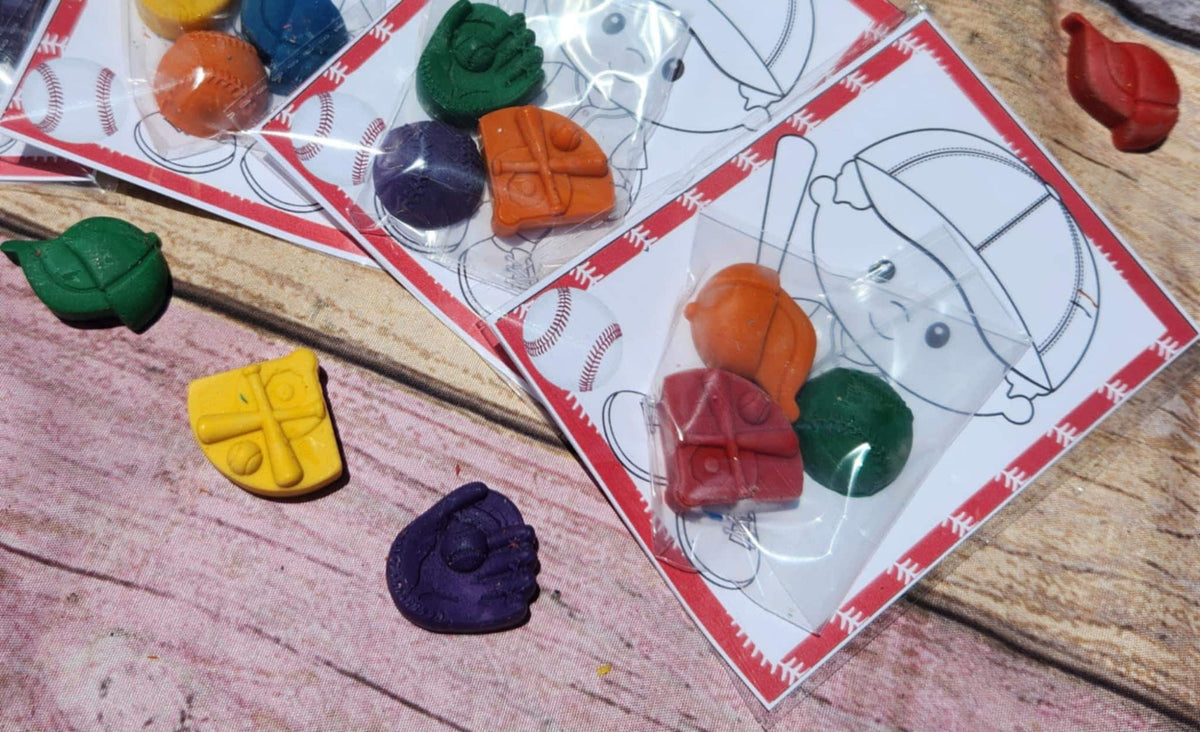 Baseball Crayons Party Favors for Kids | Unique Sports Theme Birthday | Non-Toxic Crayons | Fun Baseball Party Supplies