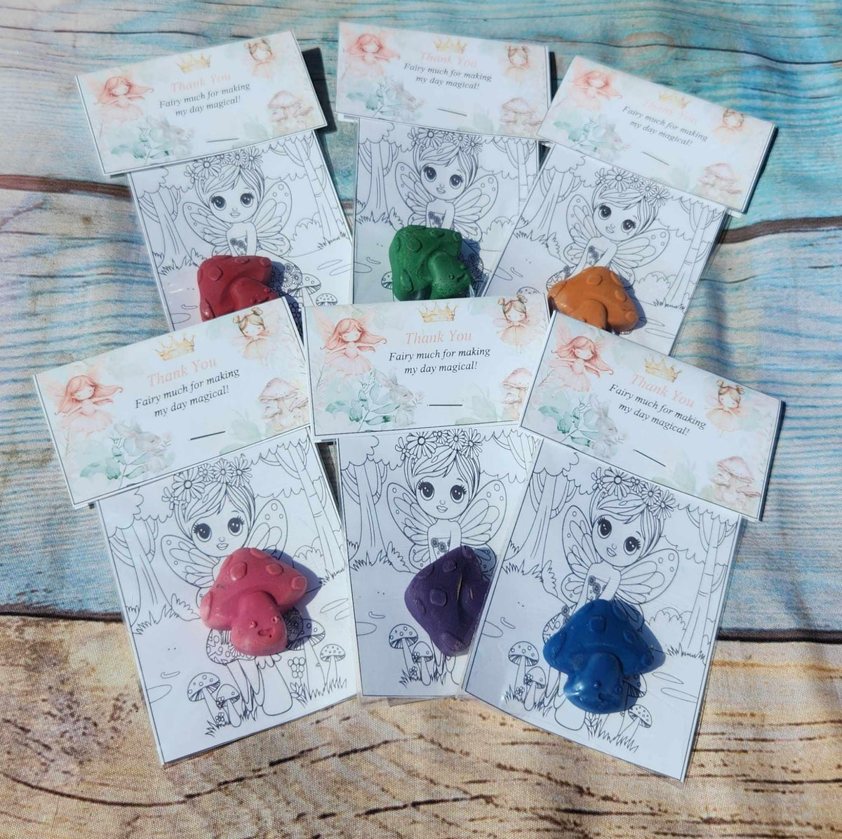Kids Fairy Themed Birthday Crayon Coloring Kit – Magical Party Favors for Creative Fun - Mushroom Crayons - Party Gifts