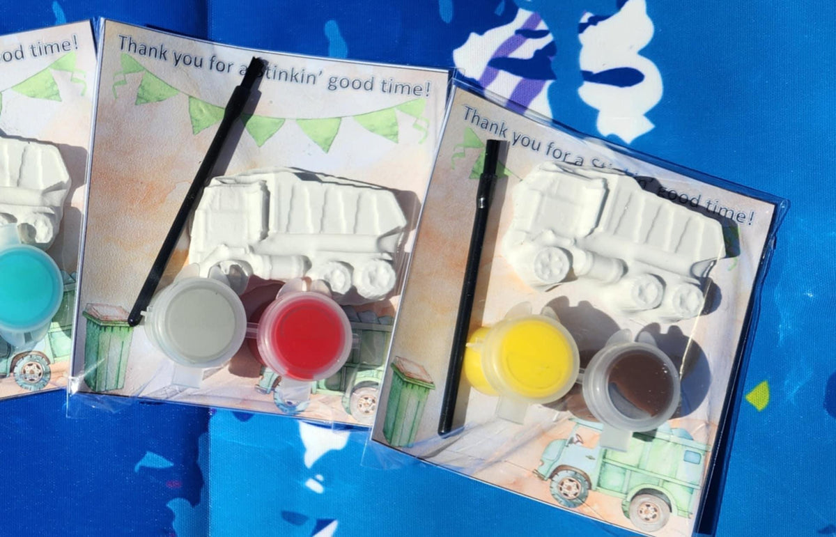 Kids Garbage Truck Plaster Paint Kits – Fun Dump Truck Party Favors, DIY Painting Kits for Kids’ Birthdays, Non-Toxic Paint Included