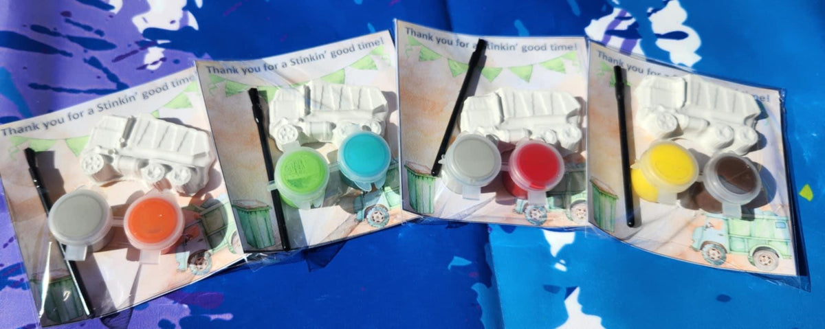 Kids Garbage Truck Plaster Paint Kits – Fun Dump Truck Party Favors, DIY Painting Kits for Kids’ Birthdays, Non-Toxic Paint Included