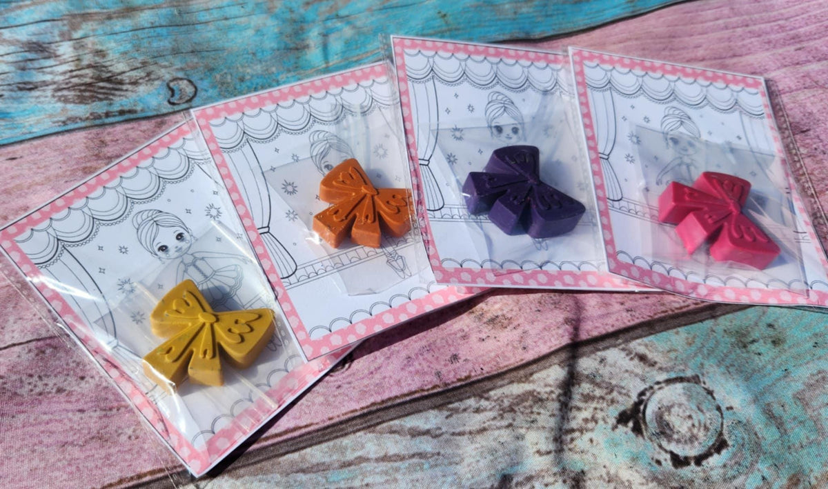 Ballerina Party Favors: Bow Crayons & Coloring Page