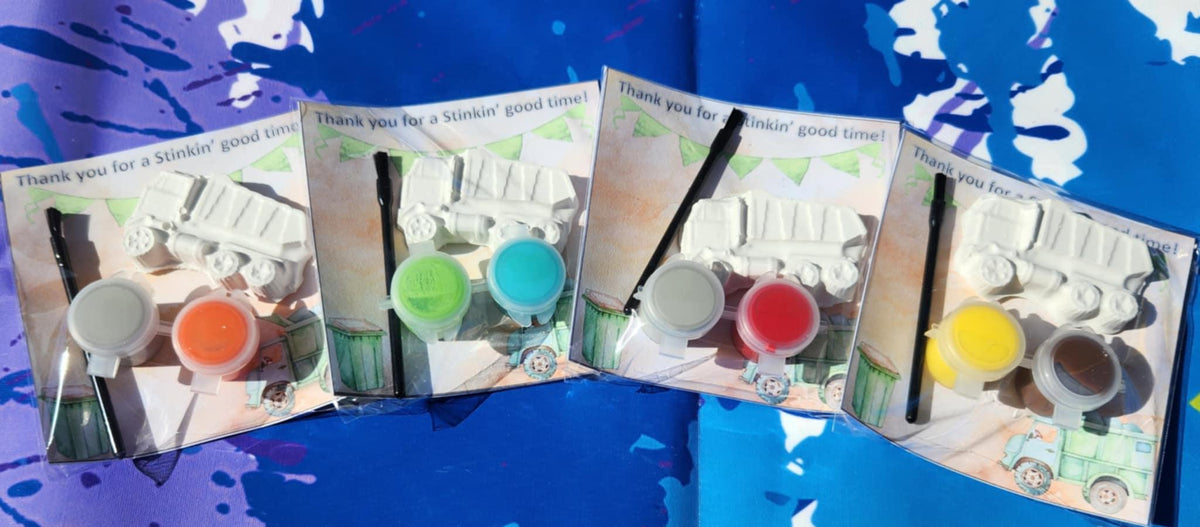 Kids Garbage Truck Plaster Paint Kits – Fun Dump Truck Party Favors, DIY Painting Kits for Kids’ Birthdays, Non-Toxic Paint Included