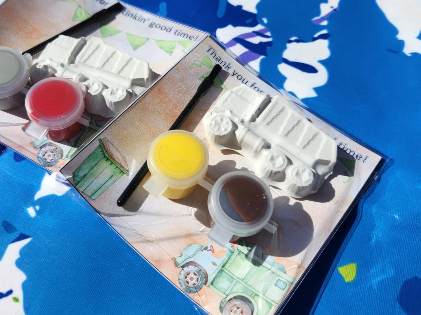 Kids Garbage Truck Plaster Paint Kits – Fun Dump Truck Party Favors, DIY Painting Kits for Kids’ Birthdays, Non-Toxic Paint Included