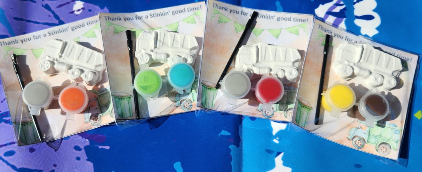 Kids Garbage Truck Plaster Paint Kits – Fun Dump Truck Party Favors, DIY Painting Kits for Kids’ Birthdays, Non-Toxic Paint Included