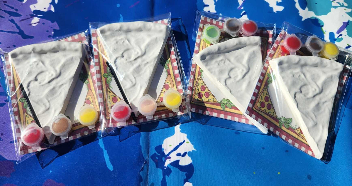 Pizza Party Plaster Paint Kits - Kids Party Favors or Birthday Activity - Pizza Party Favors - Kids Birthday Gifts - Thank you Favors