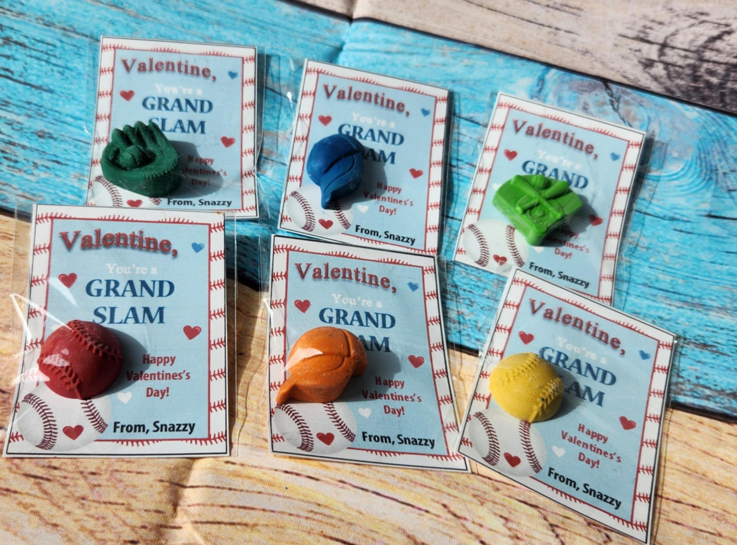 Baseball Valentines Day Cards with Crayons l Personalized Cards l Boy Valentine's Day Cards l Sports Friend Cards l Kids Valetines Day Cards