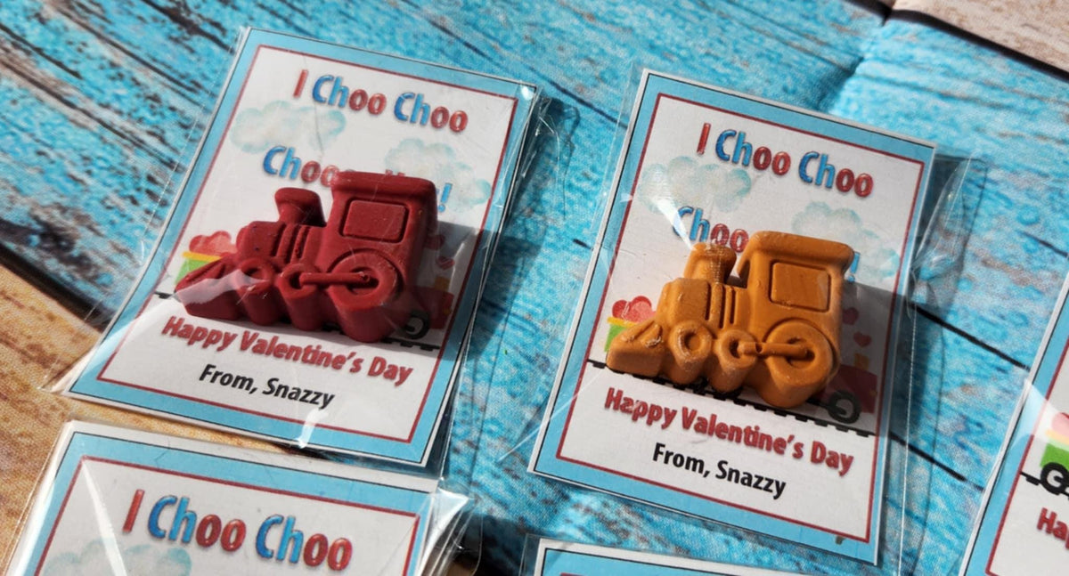 Train Valentines Day Cards with Crayons l Personalized Cards l Boy Valentine's Day Cards l Choo Choo Friend Cards l Kids Valetines Day Cards