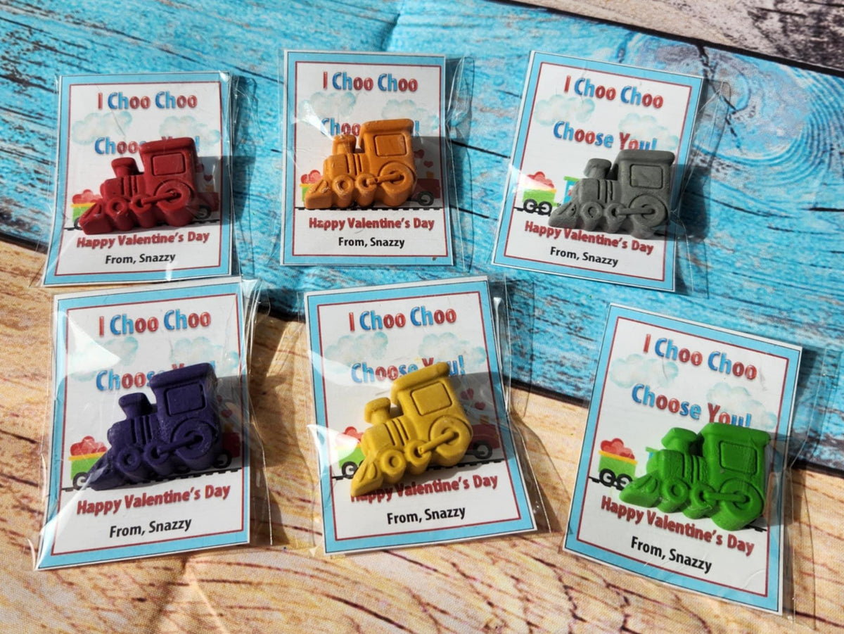 Train Valentines Day Cards with Crayons l Personalized Cards l Boy Valentine's Day Cards l Choo Choo Friend Cards l Kids Valetines Day Cards
