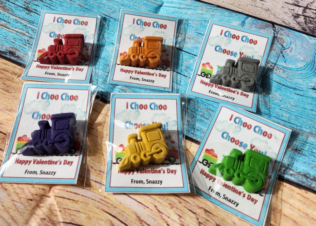 Train Valentines Day Cards with Crayons l Personalized Cards l Boy Valentine's Day Cards l Choo Choo Friend Cards l Kids Valetines Day Cards