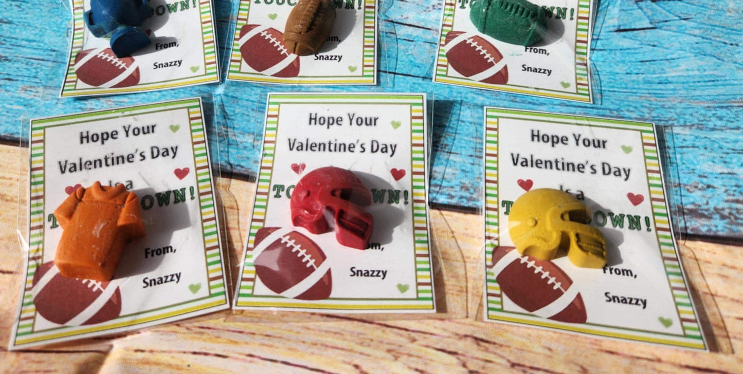 Personalized Football Valentine's Day Cards with Handmade Crayon