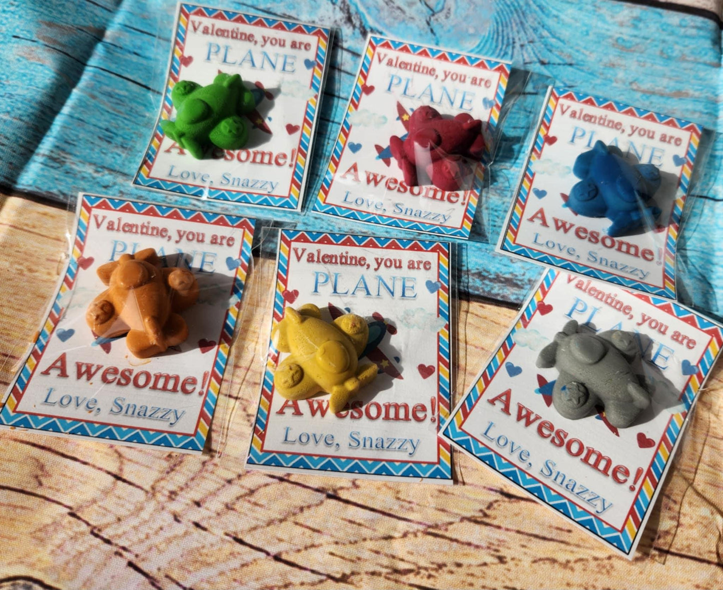 Personalized Airplane Valentine’s Day Cards with Crayons | Kids Valentines | Boys Valentine Cards | Classroom Favors