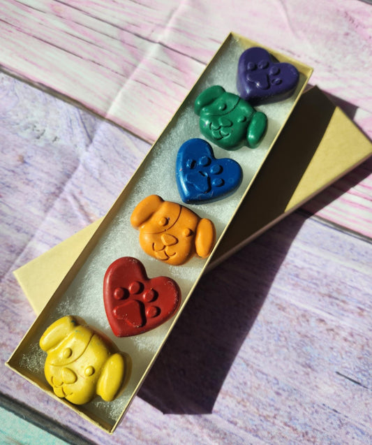 Dog Paw & Heart Crayons: Puppy Party Favors, Non-Toxic Crayons