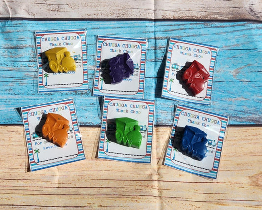 Train Thank You Cards with Train Crayons | Party Favors | Birthday Party Gifts | Kids Train Party Favors