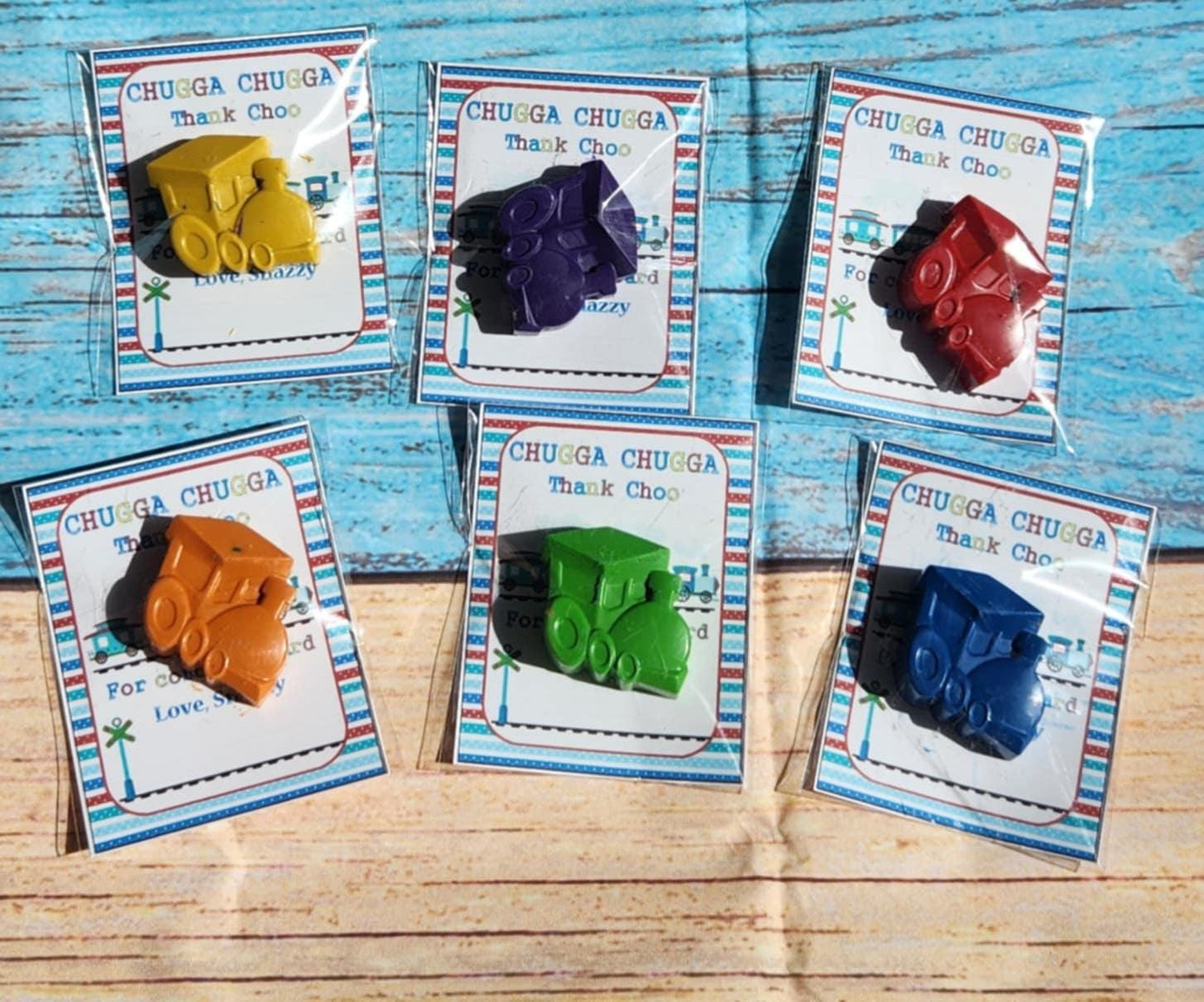 Train Thank You Cards with Train Crayons | Party Favors | Birthday Party Gifts | Kids Train Party Favors