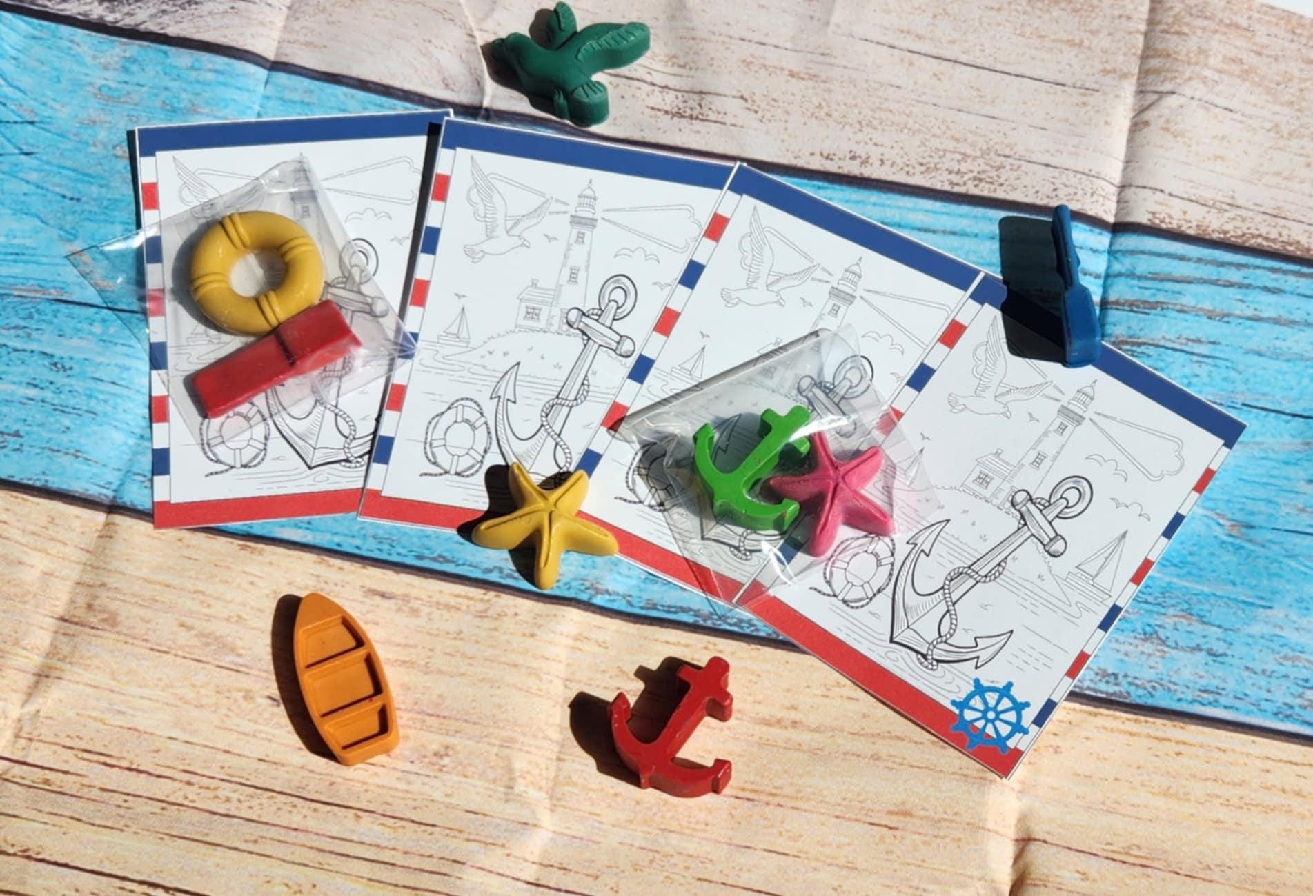 Sailing Coloring Kit | Kids Birthday Favors | Sail Away Party | Non-Toxic Crayons