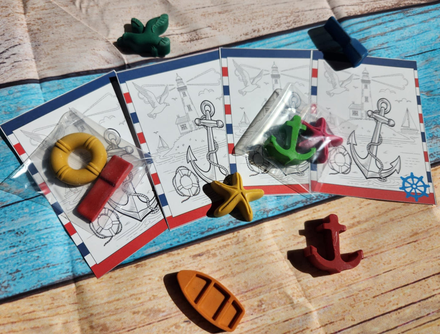 Sailing Coloring Kit | Kids Birthday Favors | Sail Away Party | Non-Toxic Crayons