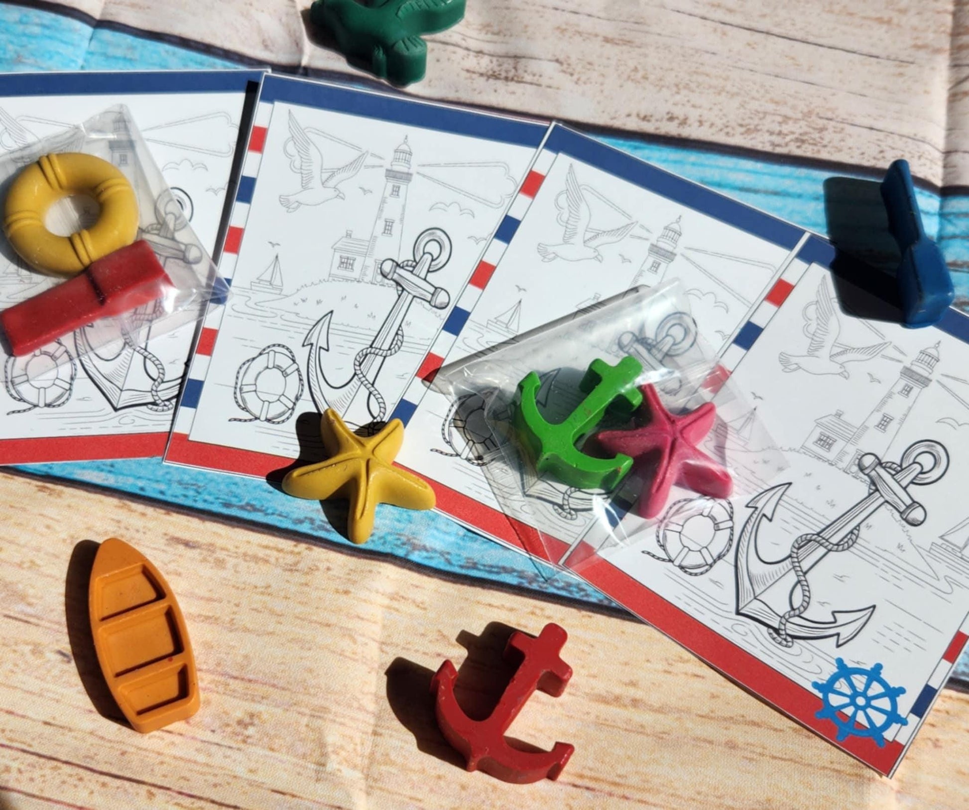 Sailing Coloring Kit | Kids Birthday Favors | Sail Away Party | Non-Toxic Crayons