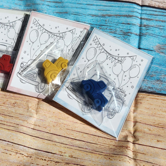 Old Fashioned Truck Birthday Coloring Kit | Kids Party Favors | Non-Toxic Crayons | Gift Bags