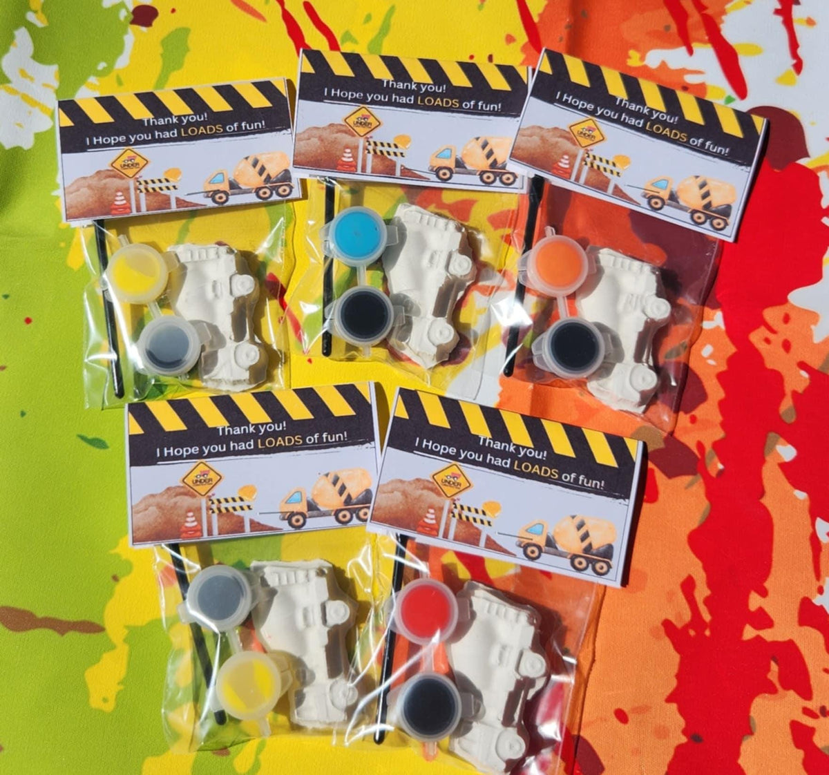 Construction Truck Plaster Paint Kit: DIY Kids Party Favor