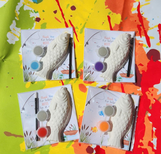 Fishing-Themed Plaster Paint Kits for Kids | DIY Paint Activity | Birthday Party Favors | Outdoor Adventure Party | Kids Craft Kit