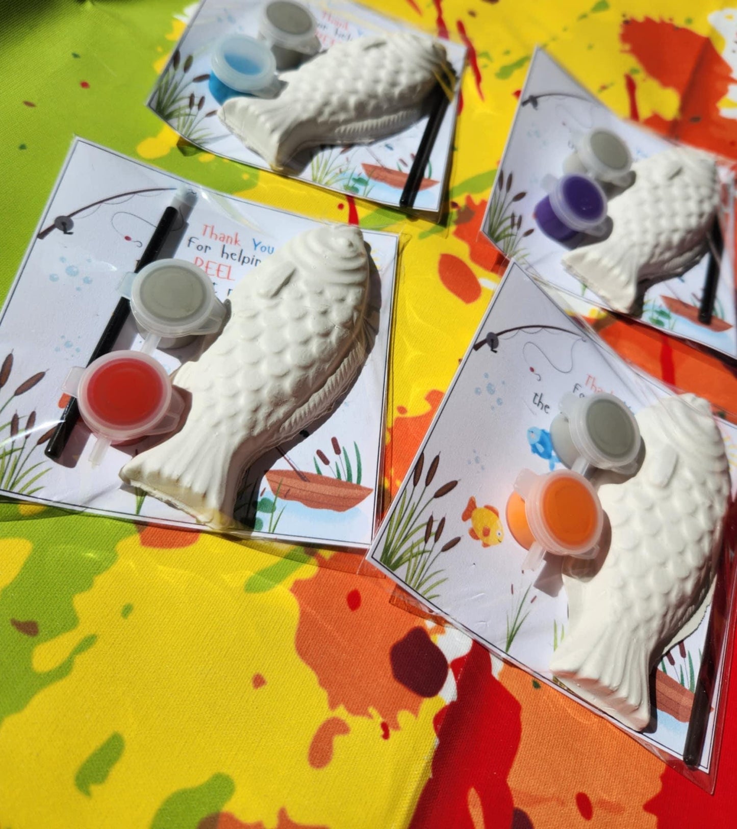 Fishing-Themed Plaster Paint Kits for Kids | DIY Paint Activity | Birthday Party Favors | Outdoor Adventure Party | Kids Craft Kit