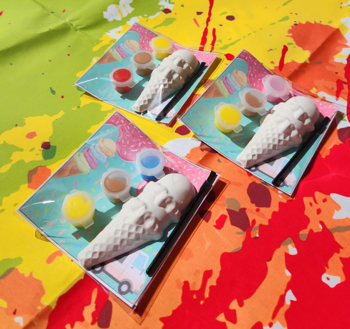 Ice Cream Party-Themed Plaster Paint Kits for Kids | DIY Paint Activity | Birthday Party Favors | Summer Party Craft | Kids Art Kit