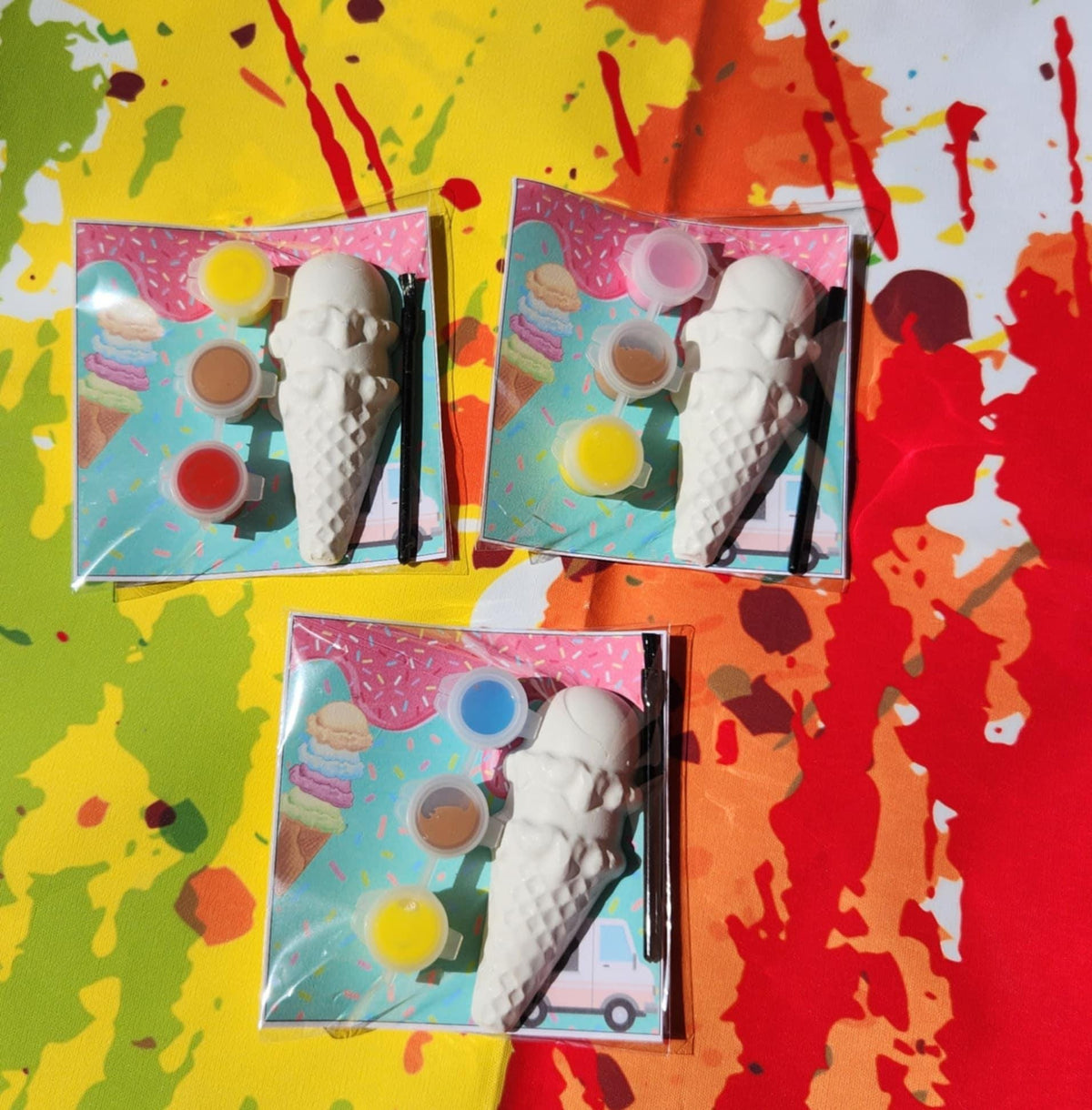 Ice Cream Party-Themed Plaster Paint Kits for Kids | DIY Paint Activity | Birthday Party Favors | Summer Party Craft | Kids Art Kit