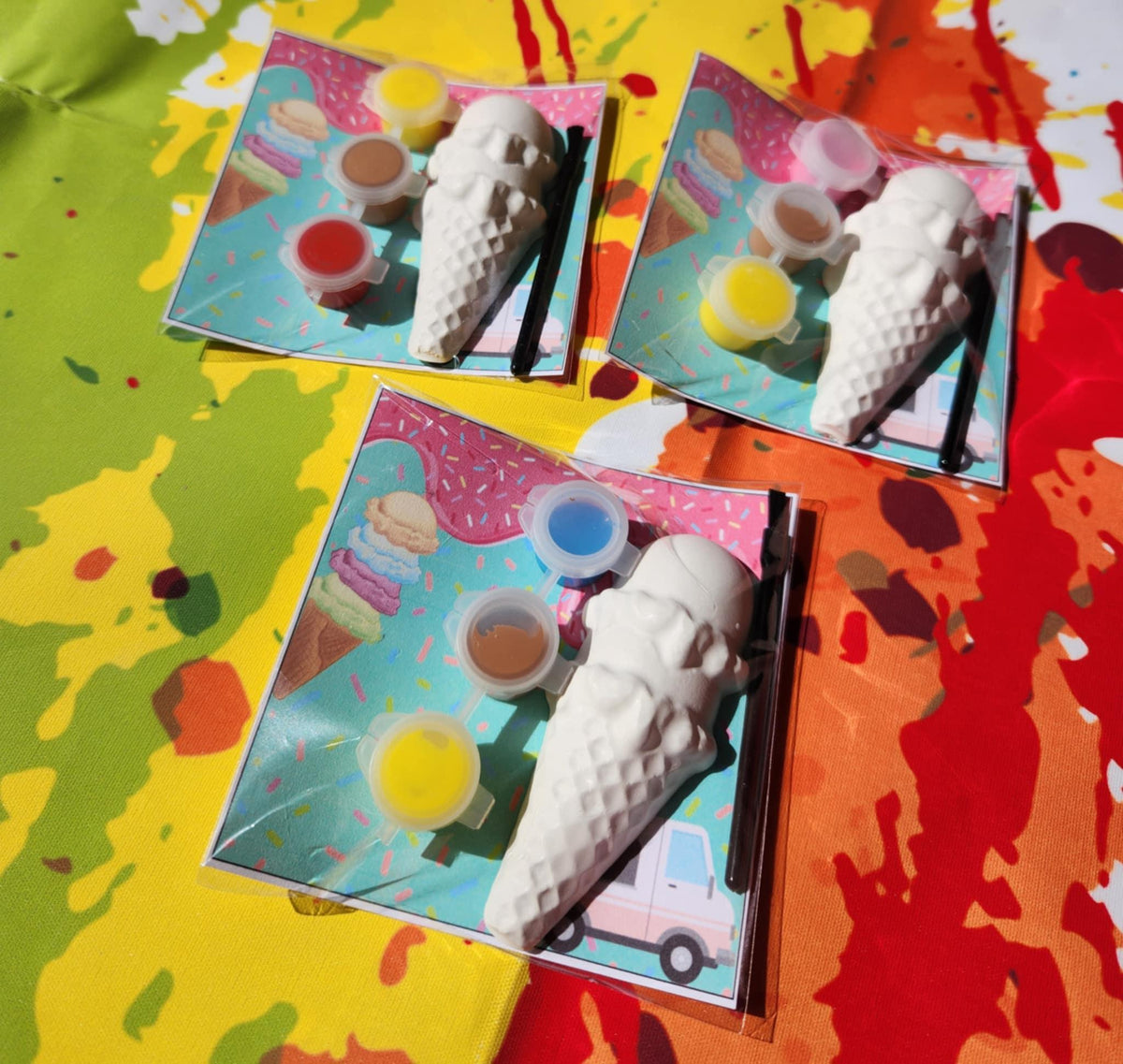 Ice Cream Party-Themed Plaster Paint Kits for Kids | DIY Paint Activity | Birthday Party Favors | Summer Party Craft | Kids Art Kit
