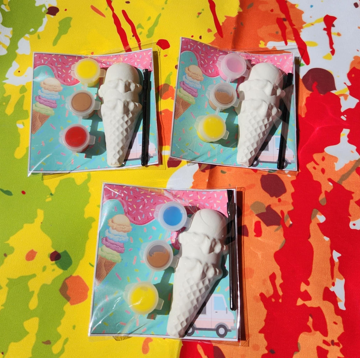 Ice Cream Party-Themed Plaster Paint Kits for Kids | DIY Paint Activity | Birthday Party Favors | Summer Party Craft | Kids Art Kit