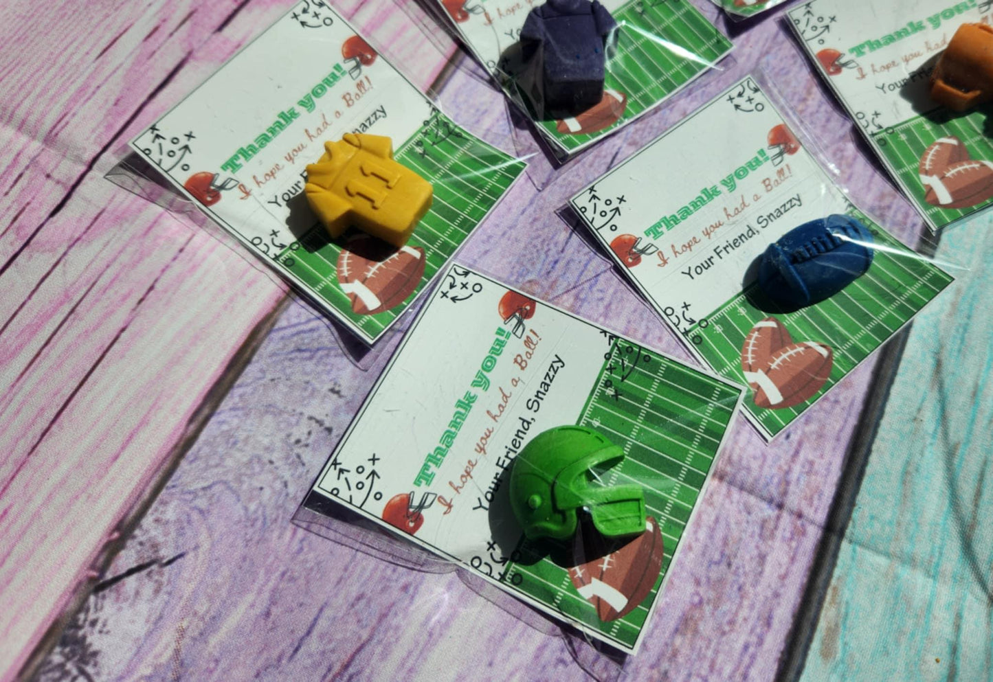 Football Party Favors - Football Crayons for Kids, Team Party Goodie Bag Fillers, Birthday Favor Set, Non‑Toxic Custom Crayons