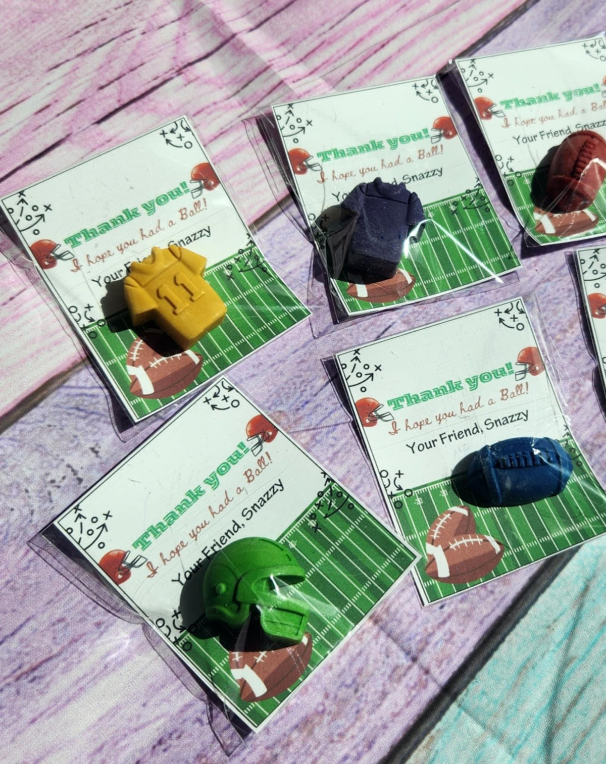 Football Party Favors - Football Crayons for Kids, Team Party Goodie Bag Fillers, Birthday Favor Set, Non‑Toxic Custom Crayons