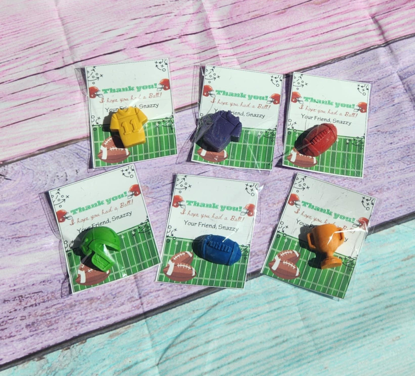 Football Party Favors - Football Crayons for Kids, Team Party Goodie Bag Fillers, Birthday Favor Set, Non‑Toxic Custom Crayons