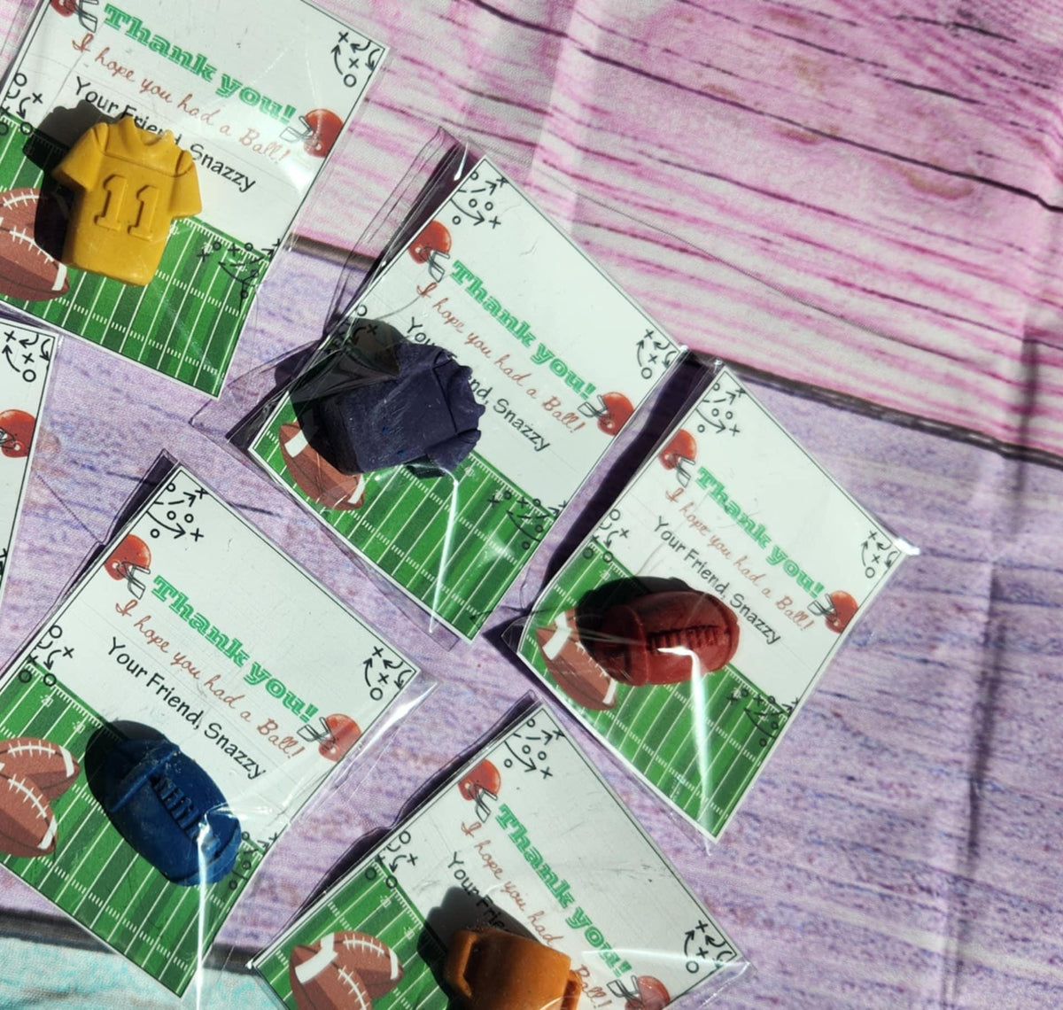 Football Party Favors - Football Crayons for Kids, Team Party Goodie Bag Fillers, Birthday Favor Set, Non‑Toxic Custom Crayons
