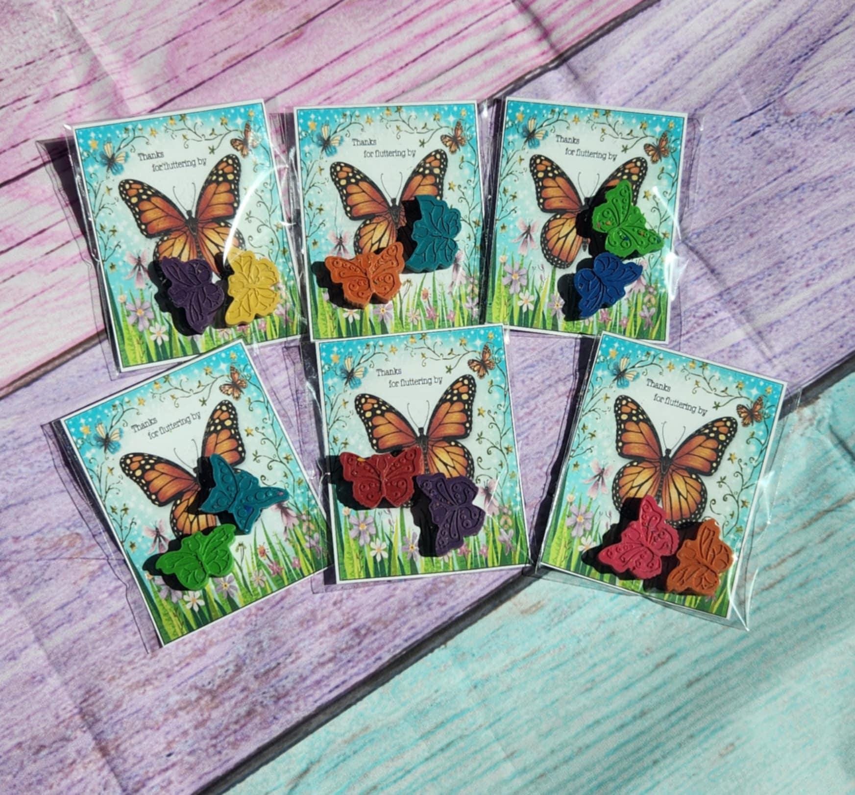 Butterfly Crayons Party Favors – Handmade Thank You Cards, Classroom Gifts